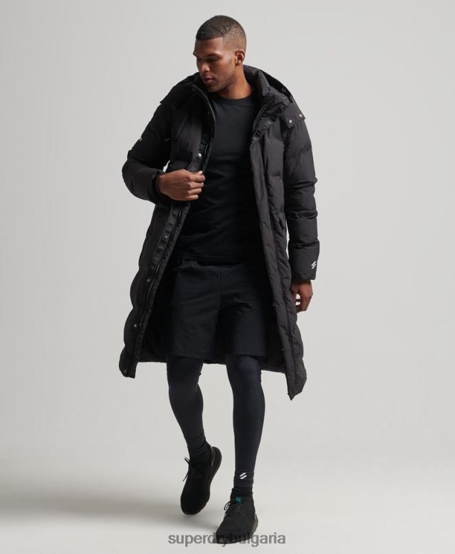 Superdry облекло N00H4489 черен мъже пухено палто с парагади
