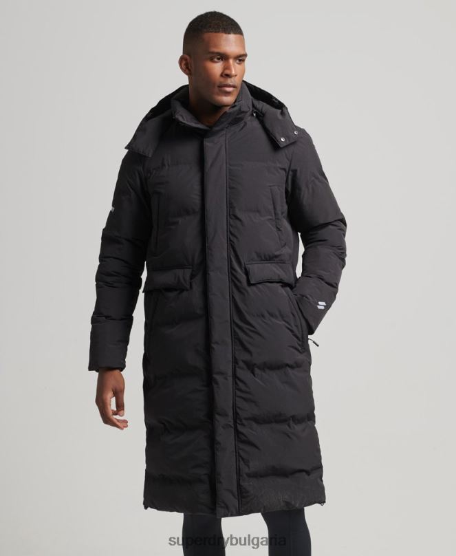 Superdry облекло N00H4489 черен мъже пухено палто с парагади
