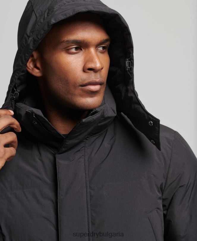 Superdry облекло N00H4489 черен мъже пухено палто с парагади