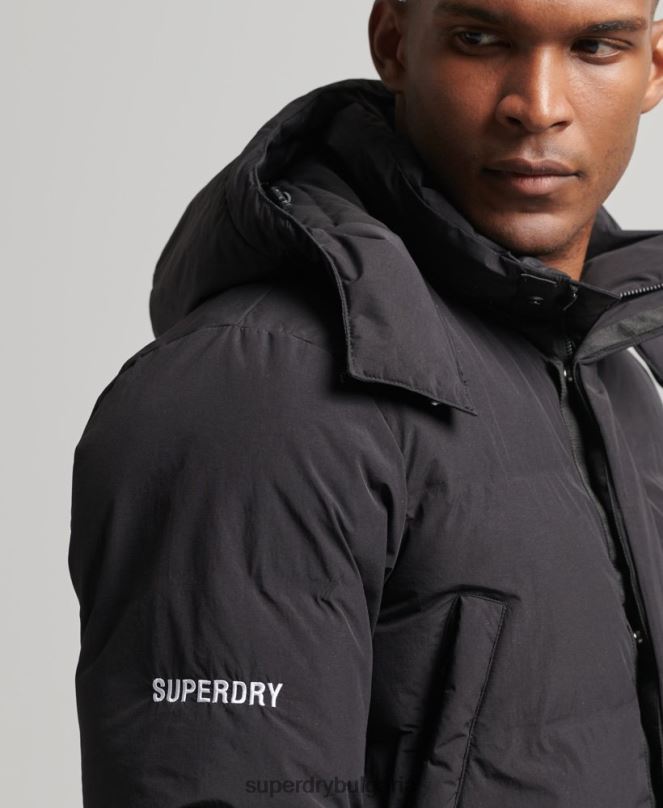 Superdry облекло N00H4489 черен мъже пухено палто с парагади