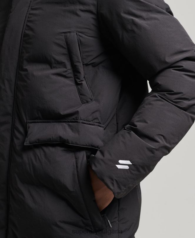 Superdry облекло N00H4489 черен мъже пухено палто с парагади