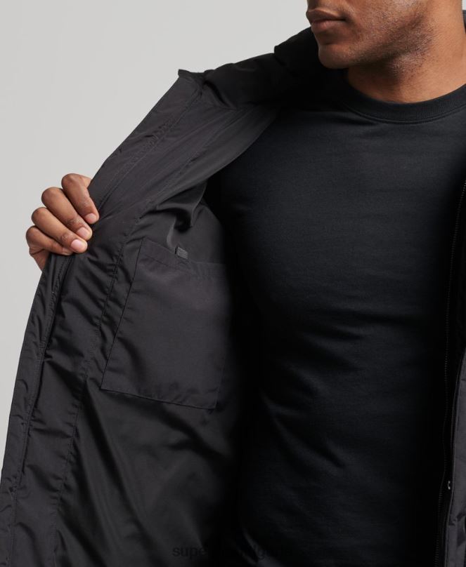 Superdry облекло N00H4489 черен мъже пухено палто с парагади