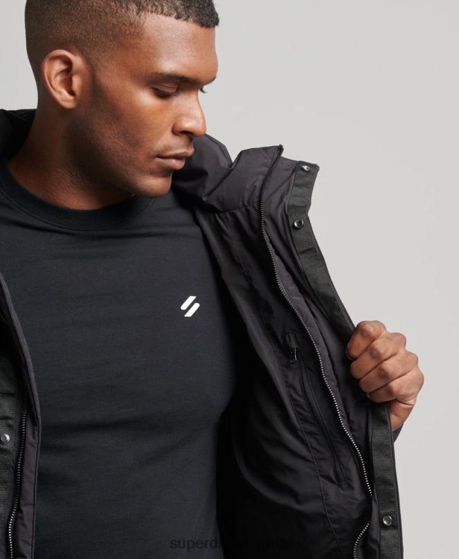Superdry облекло N00H4489 черен мъже пухено палто с парагади