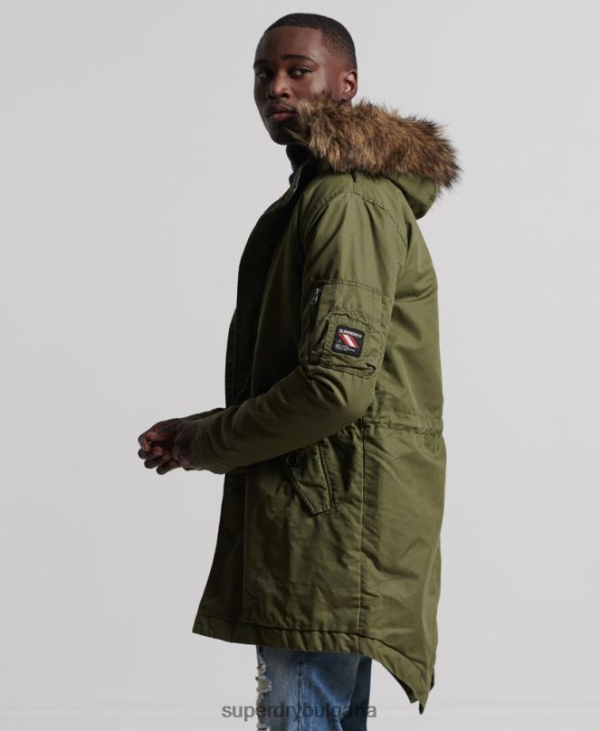 Superdry облекло N00H4493 каки мъже услуга палто парка с тапицерия от изкуствена кожа