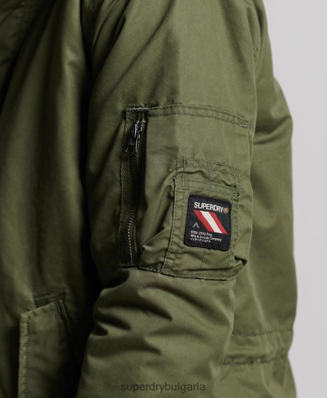 Superdry облекло N00H4493 каки мъже услуга палто парка с тапицерия от изкуствена кожа