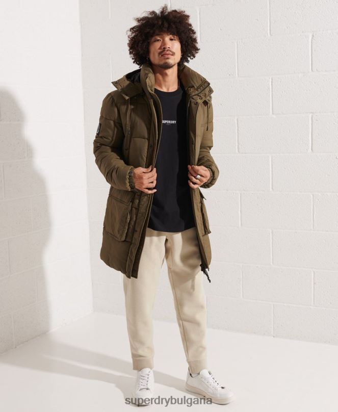 Superdry облекло N00H4502 каки мъже експедиционно подплатено палто парка