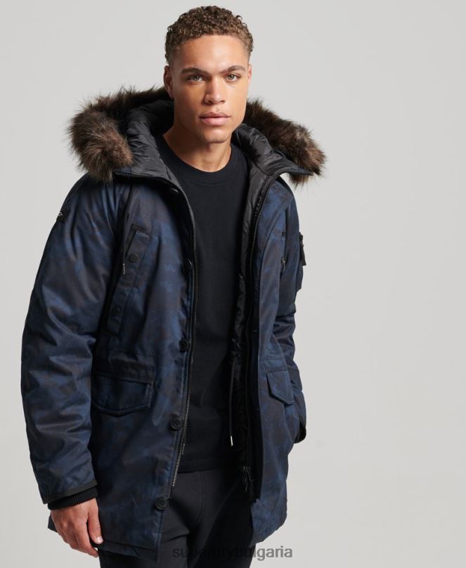 Superdry облекло N00H4509 военноморски флот мъже оригинално и ретро палто парка