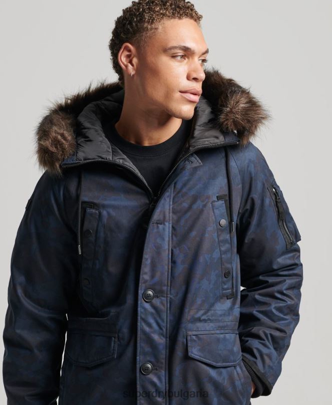 Superdry облекло N00H4509 военноморски флот мъже оригинално и ретро палто парка