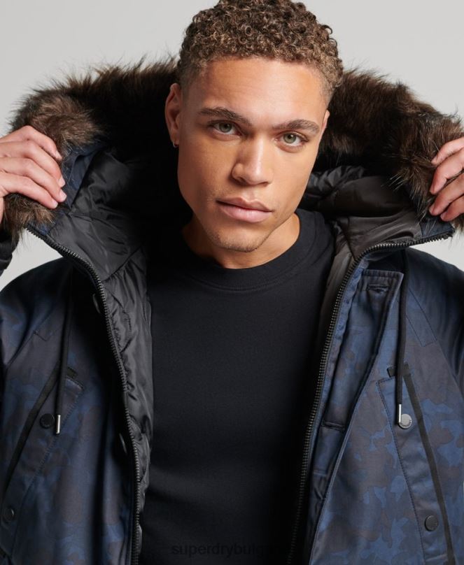 Superdry облекло N00H4509 военноморски флот мъже оригинално и ретро палто парка