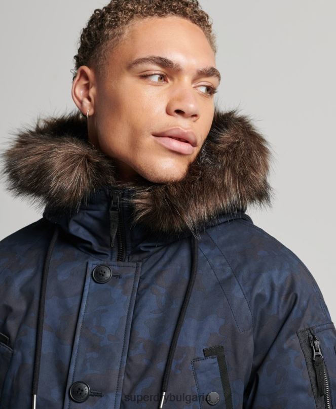 Superdry облекло N00H4509 военноморски флот мъже оригинално и ретро палто парка