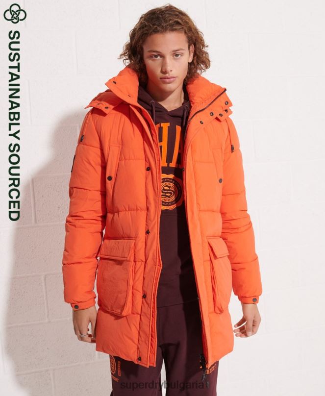 Superdry облекло N00H4511 оранжево мъже експедиционно подплатено палто парка