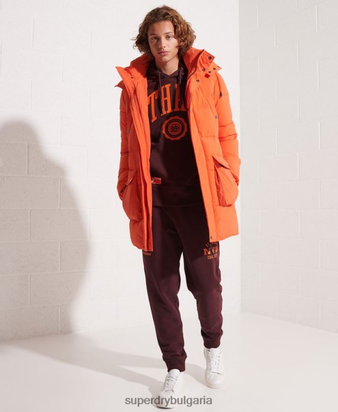 Superdry облекло N00H4511 оранжево мъже експедиционно подплатено палто парка