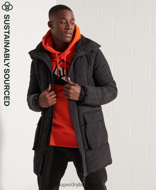 Superdry облекло N00H4512 черен мъже експедиционно подплатено палто парка