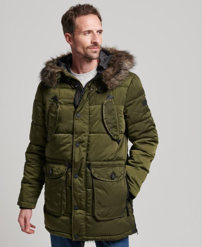 Superdry облекло N00H4513 зелено мъже палто парка чинук