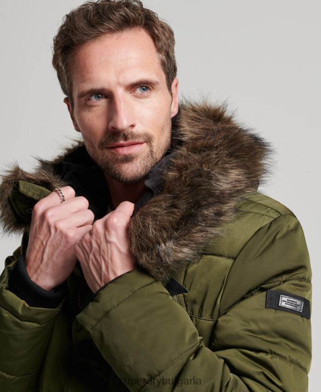 Superdry облекло N00H4513 зелено мъже палто парка чинук