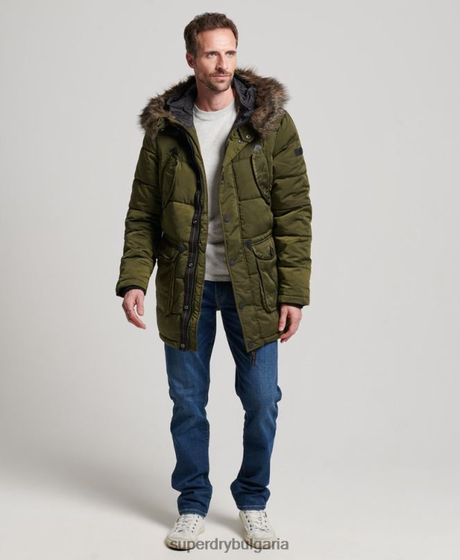 Superdry облекло N00H4513 зелено мъже палто парка чинук
