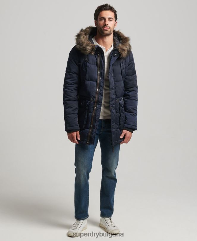 Superdry облекло N00H4514 военноморски флот мъже палто парка чинук