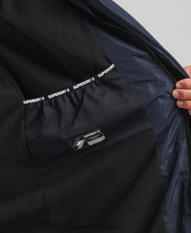 Superdry облекло N00H4520 военноморски флот мъже палто с парагади с качулка и лого