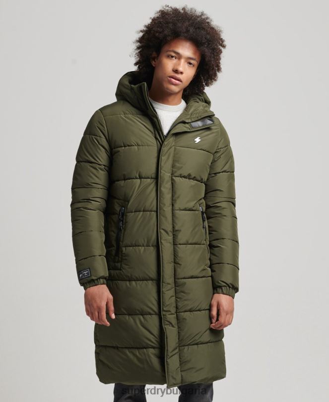 Superdry облекло N00H4526 каки мъже палто с парагади с качулка и лого