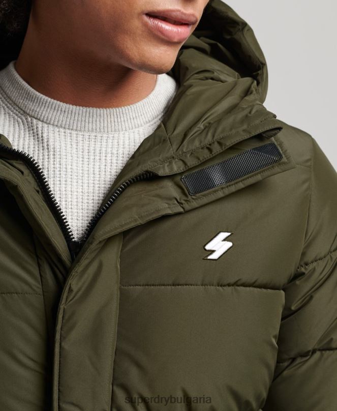 Superdry облекло N00H4526 каки мъже палто с парагади с качулка и лого