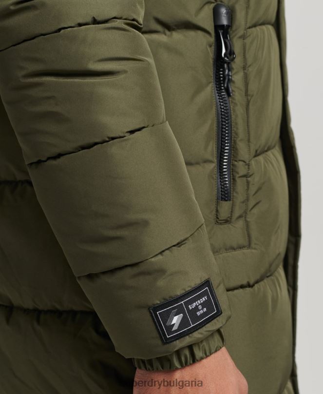 Superdry облекло N00H4526 каки мъже палто с парагади с качулка и лого