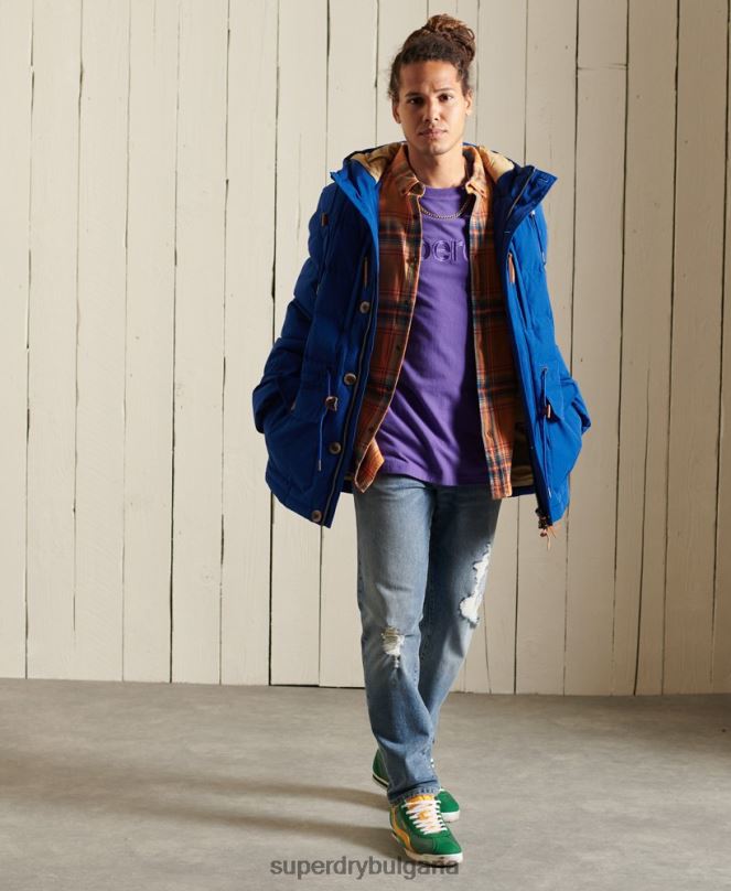 Superdry облекло N00H4537 син мъже палто парка за планински експедиции