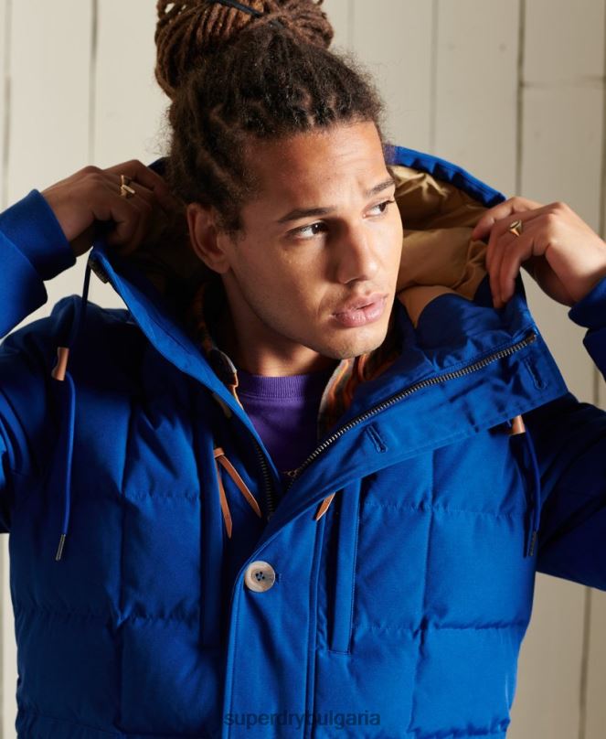 Superdry облекло N00H4537 син мъже палто парка за планински експедиции