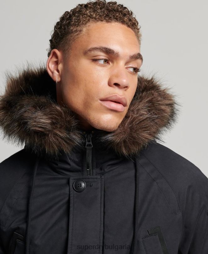 Superdry облекло N00H4542 черен мъже оригинално и ретро палто парка