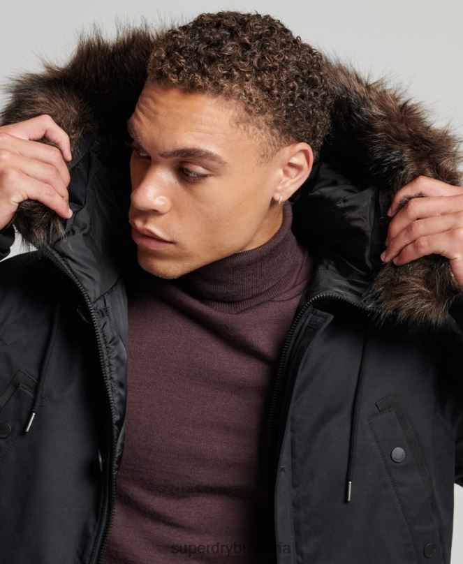 Superdry облекло N00H4542 черен мъже оригинално и ретро палто парка