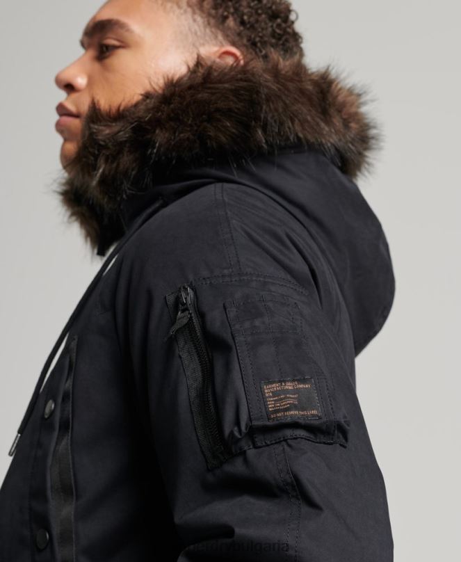 Superdry облекло N00H4542 черен мъже оригинално и ретро палто парка