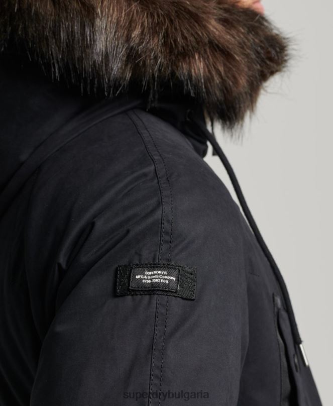 Superdry облекло N00H4542 черен мъже оригинално и ретро палто парка