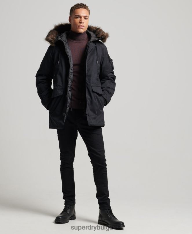 Superdry облекло N00H4542 черен мъже оригинално и ретро палто парка