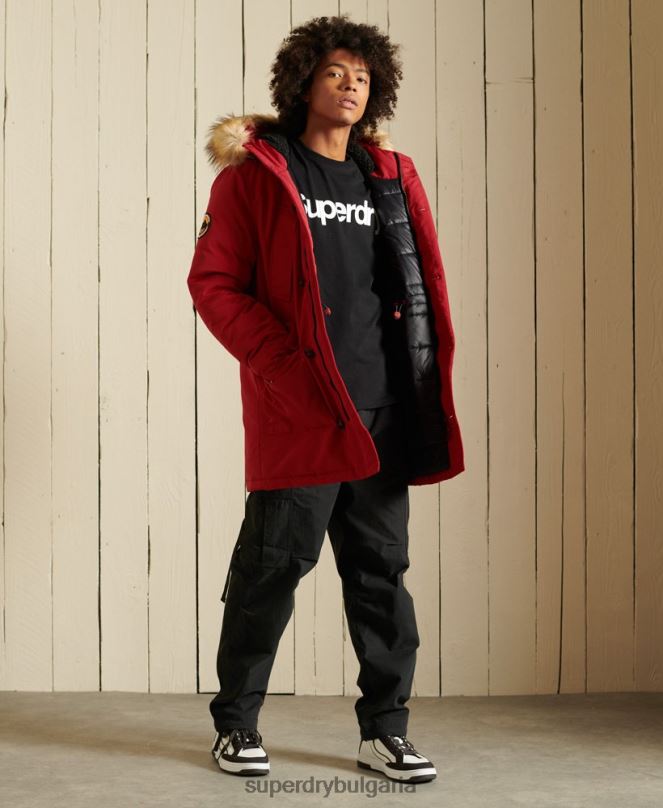 Superdry облекло N00H4571 червен мъже палто парка everest