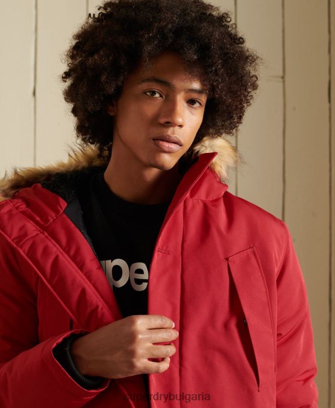 Superdry облекло N00H4571 червен мъже палто парка everest