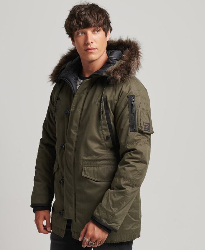 Superdry облекло N00H4573 зелено мъже оригинално и ретро палто парка