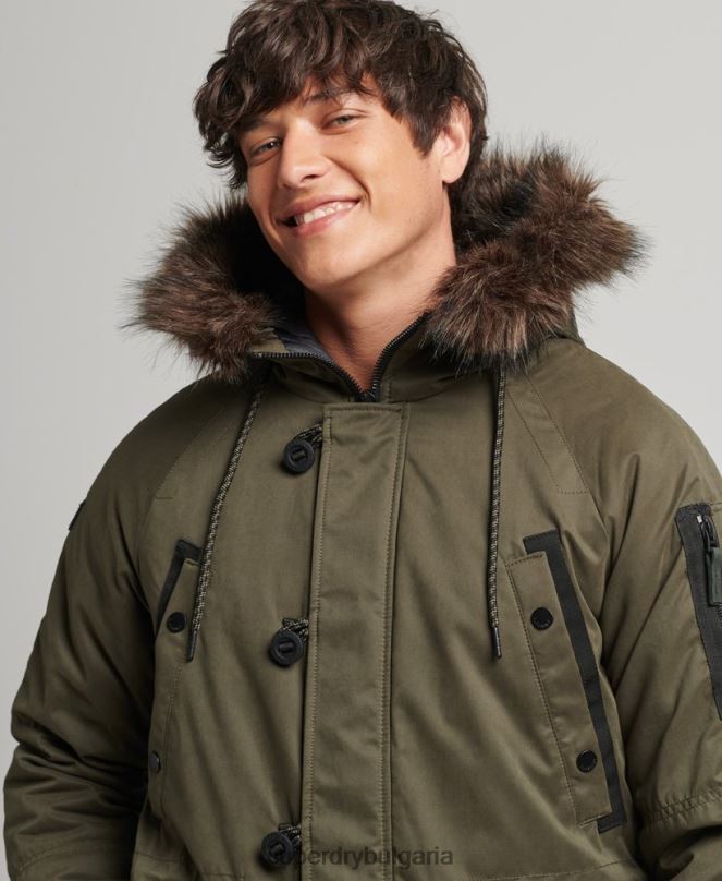 Superdry облекло N00H4573 зелено мъже оригинално и ретро палто парка