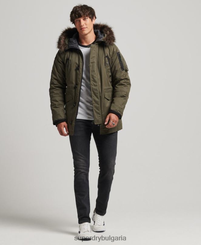Superdry облекло N00H4573 зелено мъже оригинално и ретро палто парка