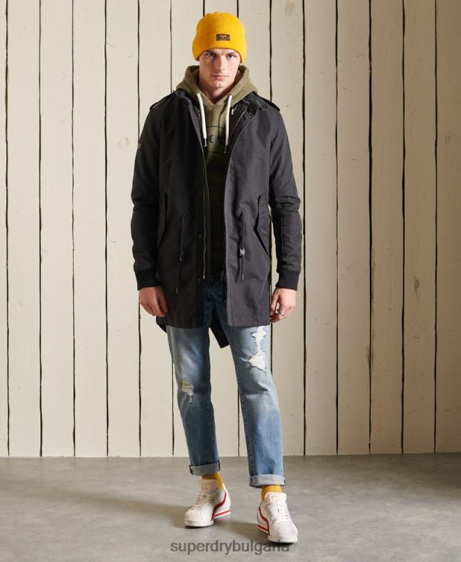 Superdry облекло N00H4576 тъмно сив мъже палто с военна премиум парка