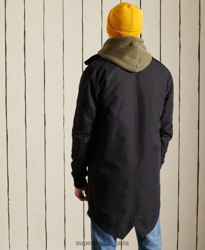 Superdry облекло N00H4576 тъмно сив мъже палто с военна премиум парка