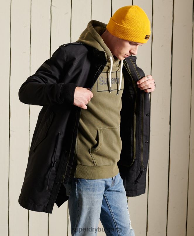 Superdry облекло N00H4576 тъмно сив мъже палто с военна премиум парка