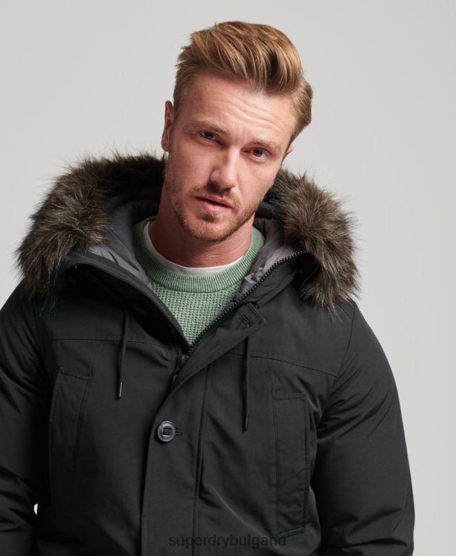 Superdry облекло N00H4577 тъмно сив мъже новобранец палто парка