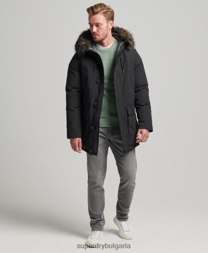 Superdry облекло N00H4577 тъмно сив мъже новобранец палто парка