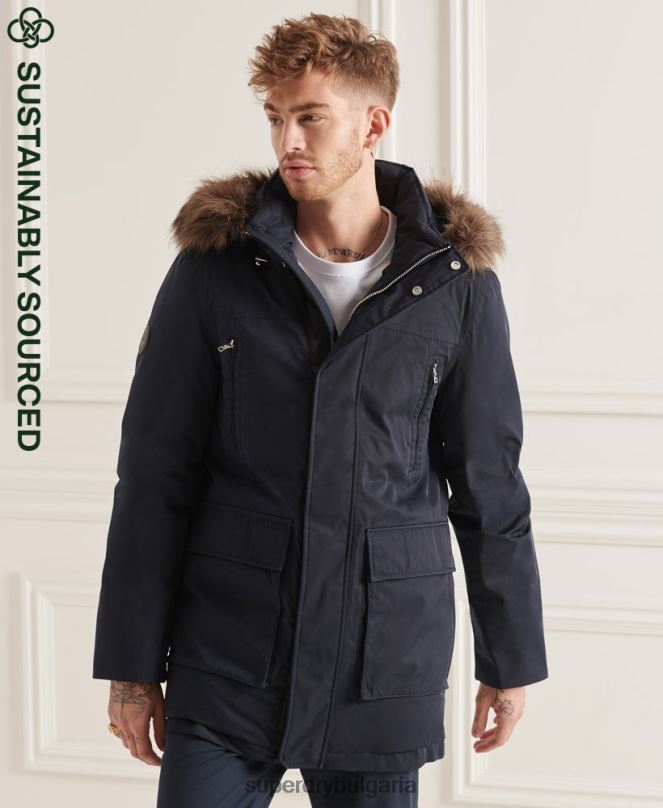 Superdry облекло N00H4578 военноморски флот мъже студия everest пухено палто парка