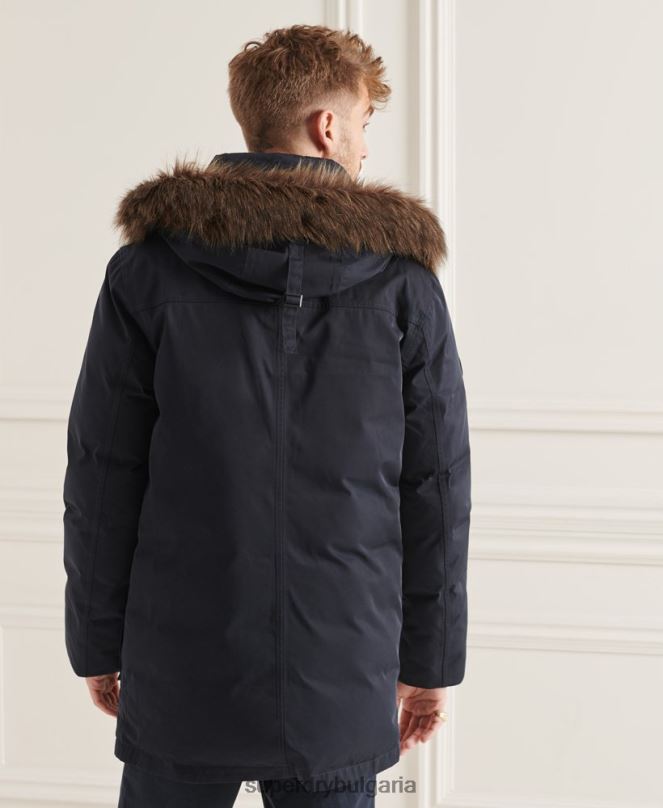 Superdry облекло N00H4578 военноморски флот мъже студия everest пухено палто парка