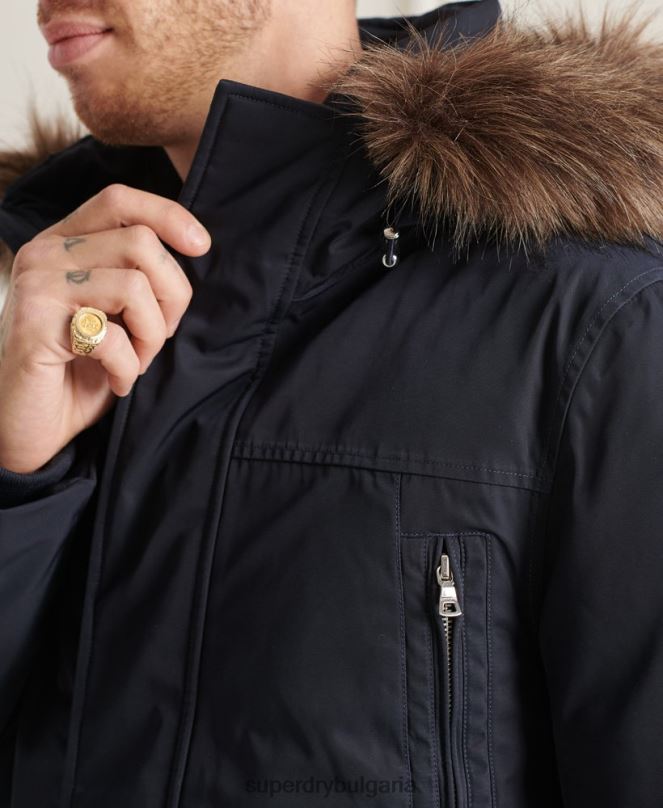 Superdry облекло N00H4578 военноморски флот мъже студия everest пухено палто парка