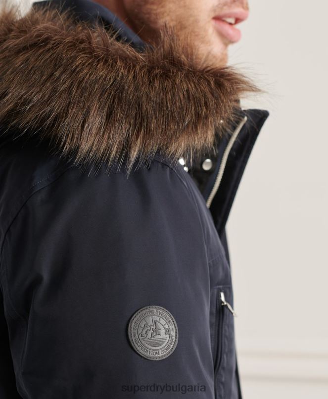 Superdry облекло N00H4578 военноморски флот мъже студия everest пухено палто парка