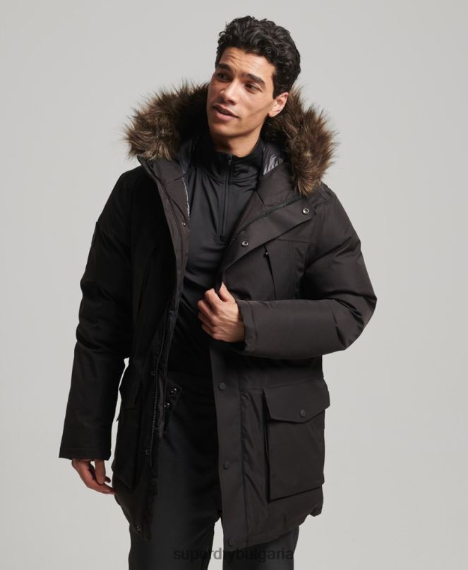 Superdry облекло N00H4643 черен мъже палто everest down snow park