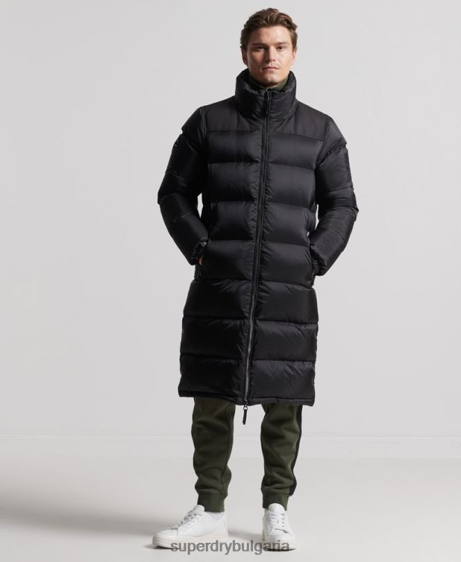Superdry облекло N00H4652 черен мъже пухено палто с парагади