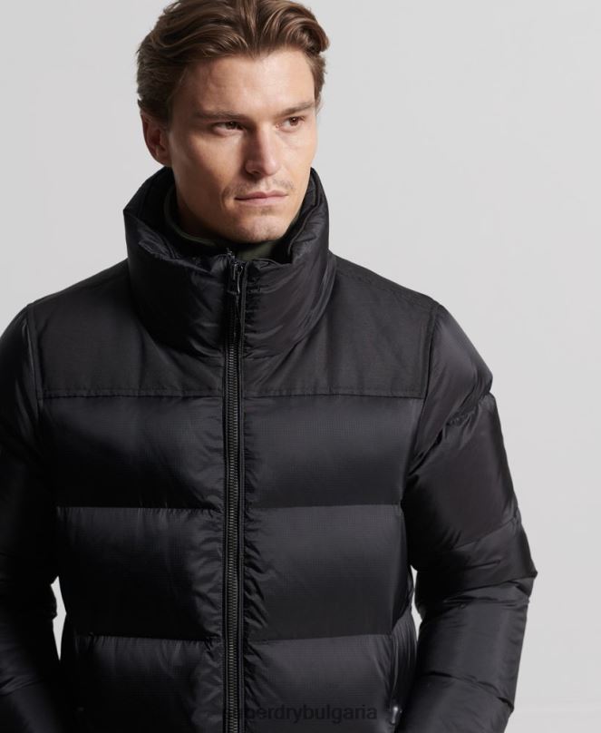 Superdry облекло N00H4652 черен мъже пухено палто с парагади