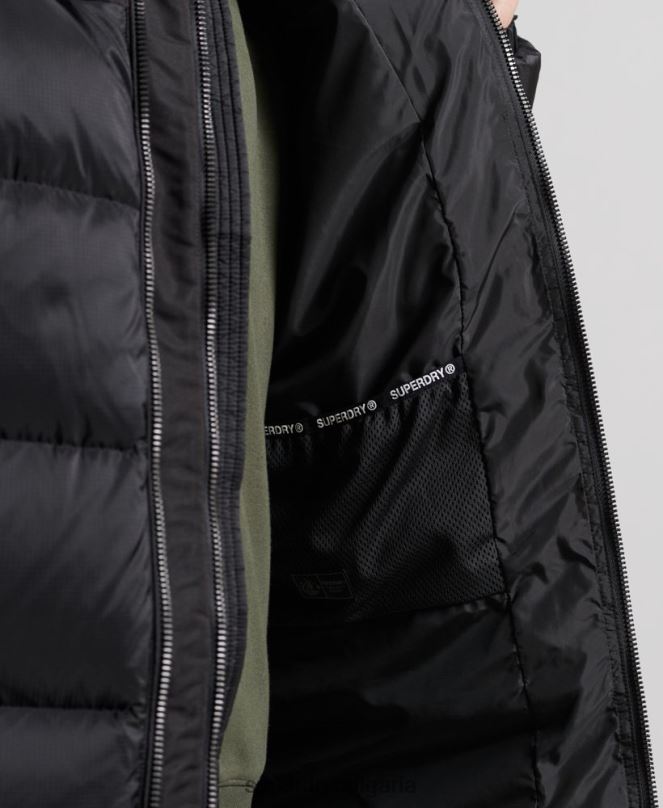 Superdry облекло N00H4652 черен мъже пухено палто с парагади
